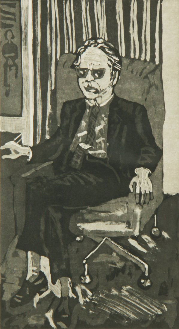 Mary Dewitt, Intaglio Portrait: Mary Dewitt (American, 20th c.), Untitled (Portrait), 1985, intaglio print, possibly unique, framed. Size: 30" x 22.5", 76 x 57 cm (frame). Provenance: The Estate of Aaron Fine, Swarthmore, PA.