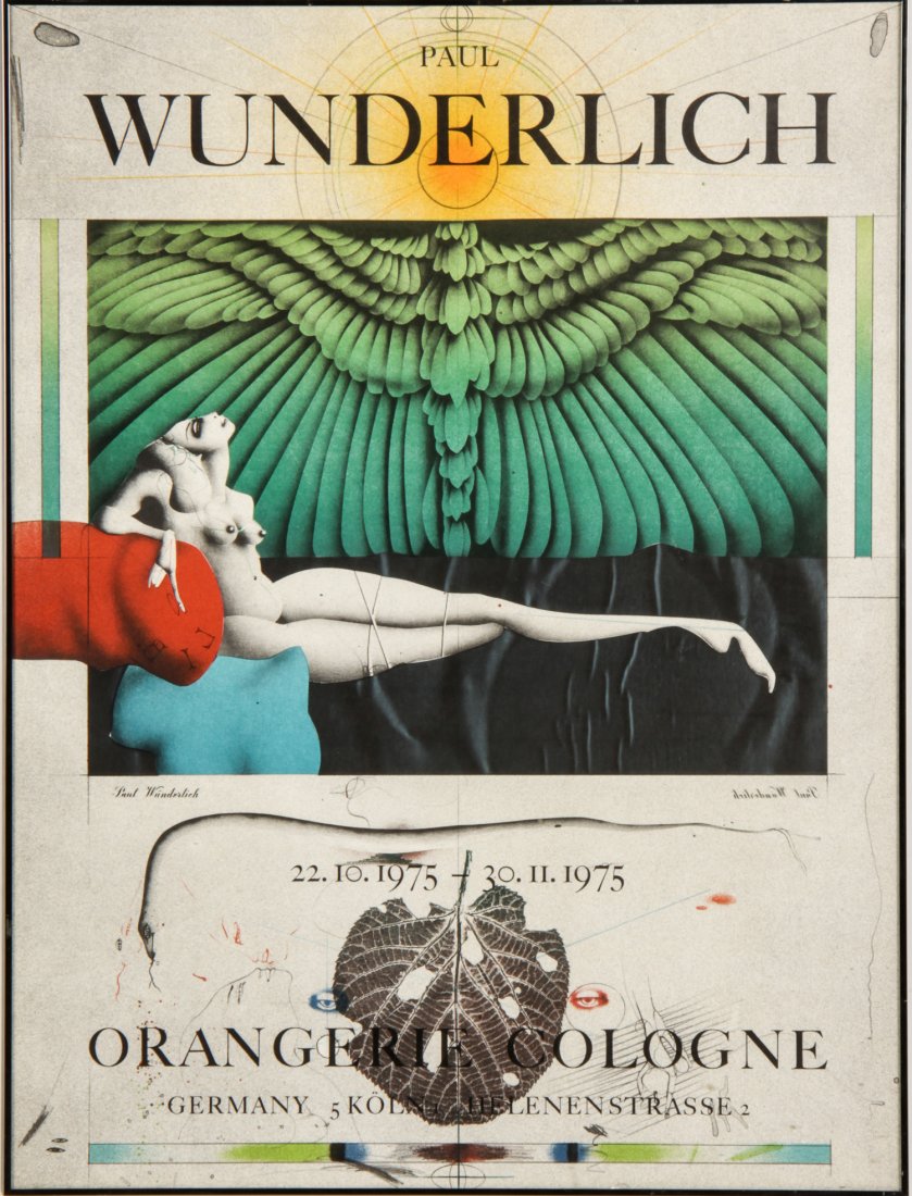 Paul Wunderlich, Poster: Paul Wunderlich Poster, framed. Size: 30" x 22.5" (76 x 57 cm).