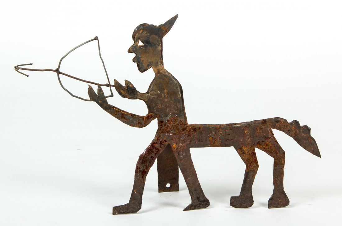 Murat Brierre (Haitian/Croix des Bouquets, 1938-1988): Murat Brierre (Haitian/Croix des Bouquets, 1938-1988) Centaur with Bow and Arrow, c. 1970'sSculpted steel, 14.5" x 9.5"Jonathan Demme Collection