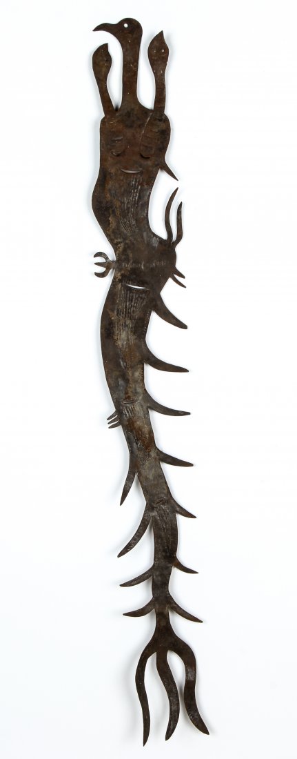 Damien Paul (Haitian/Drouillard, b. 1941): Damien Paul (Haitian/Drouillard, b. 1941) Water Spirits, c. 1970's Sculpted steel, 49.5" x 6" Jonathan Demme Collection