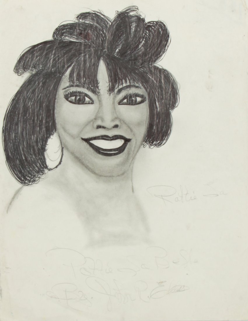 John R. Ellis (American, 20th c.): John R. Ellis (American, 20th c.) Patti LaBelle Mixed media on paper, 11" x 8.25" Jonathan Demme Collection