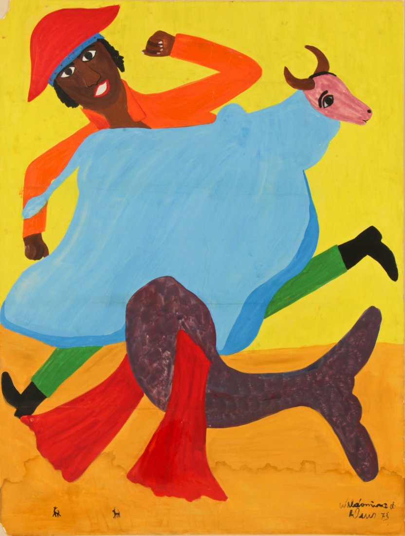 Waldomiro de Deus (Brazilian, 20th c.): Waldomiro de Deus (Brazilian, 20th c.) Transformation Scene Mixed media on board, framed, 28" x 21.5" Jonathan Demme Collection