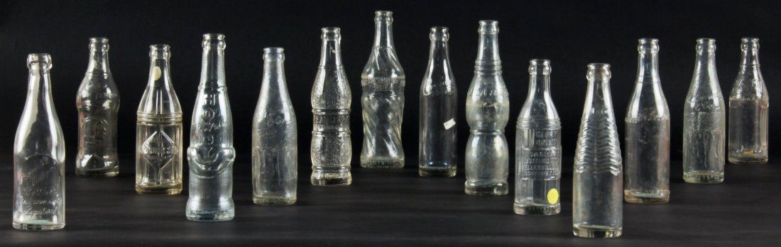 14 Rare Vintage Glass Bottles, various sizes: 14 Rare Vintage Glass Bottles, various sizes. Including Provost and Vincent Bottlers (Auburn, ME), Casco (Portland, ME), Squeeze, Howdy by Stark Springs (W Milan, NH), Sanitary Beverage Co (Ellenville