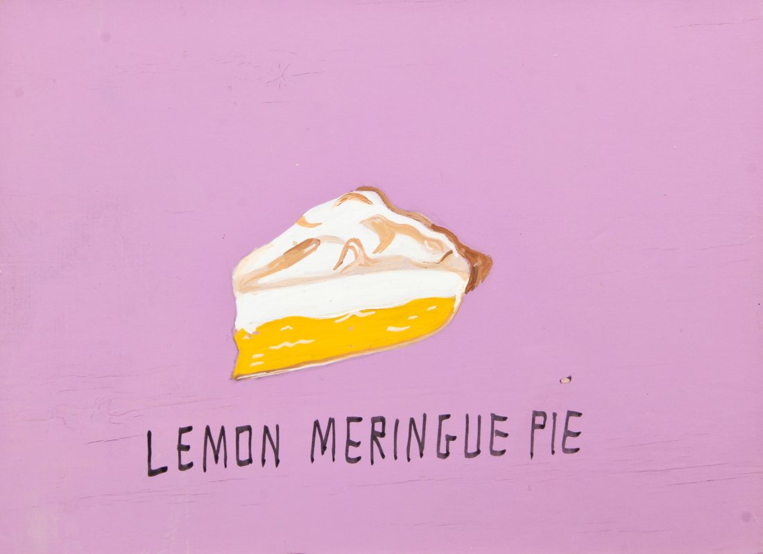Javier Mayoral (American, 20th c.): Javier Mayoral (American, 20th c.) Lemon Meringue Pie Paint on plywood, 5.5" x 7.5" Jonathan Demme Collection