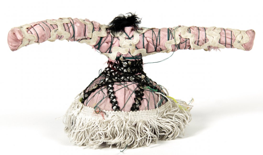 Unknown Artist (Haitian, 20th c.): Unknown Artist (Haitian, 20th c.) Paquet Congo, c. 1980's Mixed media with fabric, beads, ribbon, string and feathers, 5.5" x 10.5" x 5" Jonathan Demme Collection