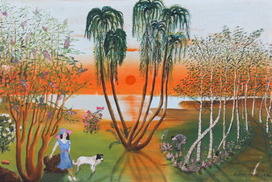 Alvah Haas (American, 20th c.): Alvah Haas (American, 20th c.), Sunset, 1931, oil on canvas. Size: 20" x 30", 51 x 76 cm (sight), 23" x 33", 58 x 84 cm (frame). Purchased from Penny and Ronald Dionne, 2006. Kristina Barbara Johnson 