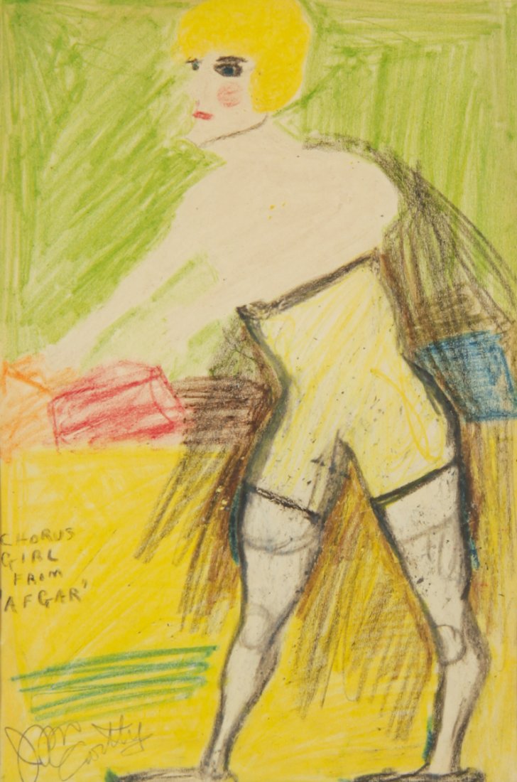 Justin McCarthy (American, 1891-1977): Justin McCarthy (American, 1891-1977) Chorus Girl from Afgar, mixed media drawing on paper. Size:12.5" x 8.25", 32 x 21 cm (sight), 17" x 13", 43 x 33 cm (frame).