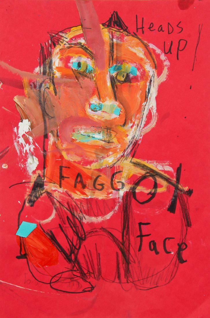 Jim Bloom (American, b. 1968): Jim Bloom (American, b. 1968) Heads Up, mixed media on paper. Size: 18" x 13", 46 x 33 cm (sheet).