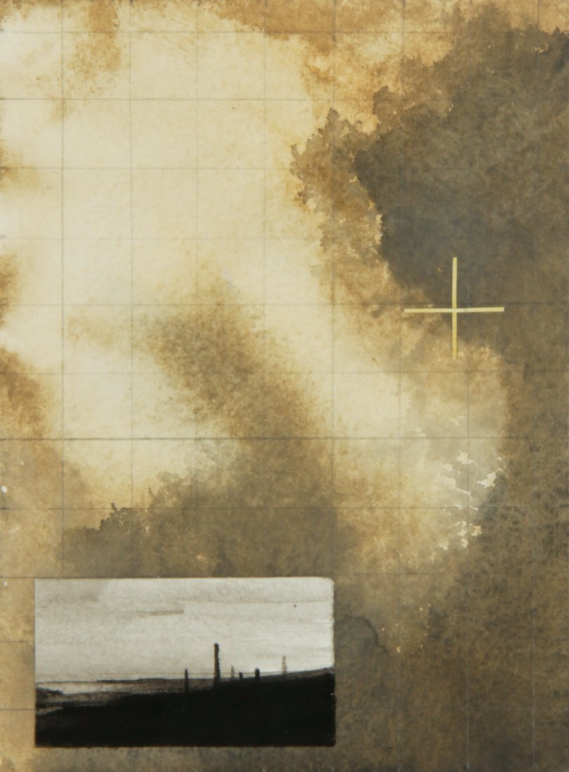 Dozier Bell Mixed Media: Dozier Bell (American, b. 1957), Untitled (Abstract Composition), 1994, mixed media on paper. Size: 11.75" x 10.75", 30 x 27 cm (frame), 5.75" x 4.25", 15 x 11 cm (sheet). Provenance: The Estate of Aa