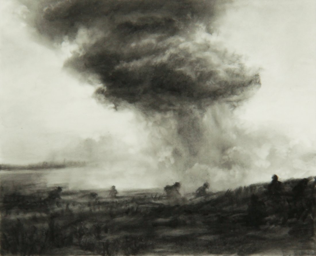 Dozier Bell Drawing: Dozier Bell (American, b. 1957), "Shell", 2004, charcoal on acetate. Size: 11.5" x 11.5", 29 x 29 cm (frame), 3.5" x 4.25", 9 x 11 cm (sight). Provenance: DFN Gallery, New York, NY (label on verso). P