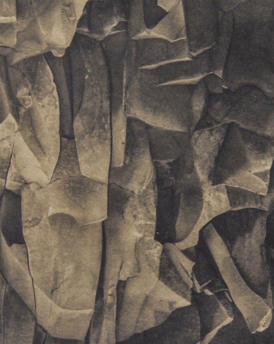 Unknown Artist (American, 20th c.) Abstracted Rock Wall: Unknown Artist (American, 20th c.) Abstracted Rock Wall, alternative process photograph on hand-coated paper. Size: 5" x 8", 13 x 20 cm (irregular sheet), 14" x 11", 36 x 28 cm (frame).