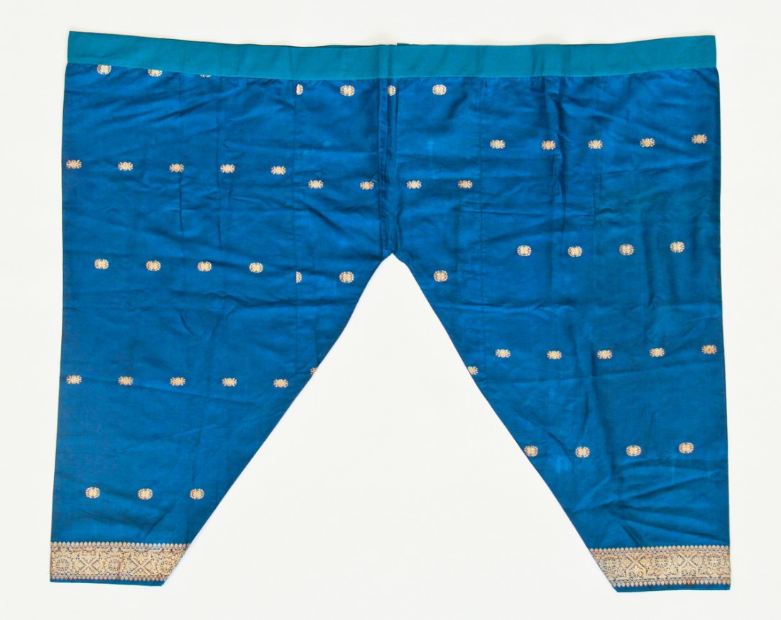 Antique Middle Eastern Silk Pantaloons: Antique Middle Eastern Silk and Metal Brocade Pantaloons. Size: 36.5" x 44" (93 x 112 cm).