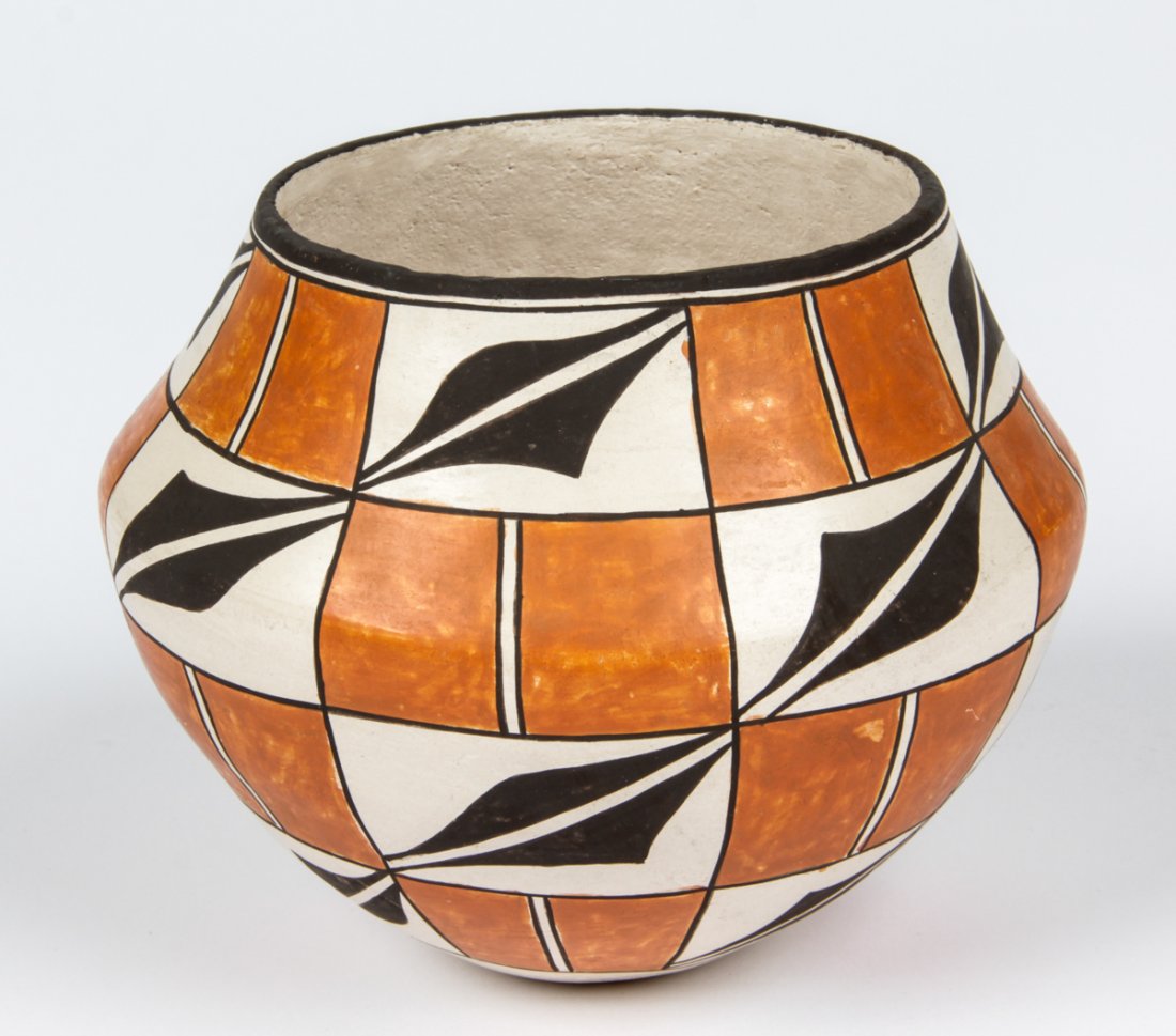 Acoma Pueblo Pot Signed Lucy M. Lewis: An Acoma Pueblo Pot Signed Lucy M. Lewis. Size: 5" x 6" x 6" (13 x 15 x 15 cm). Provenance: Private Princeton estate.