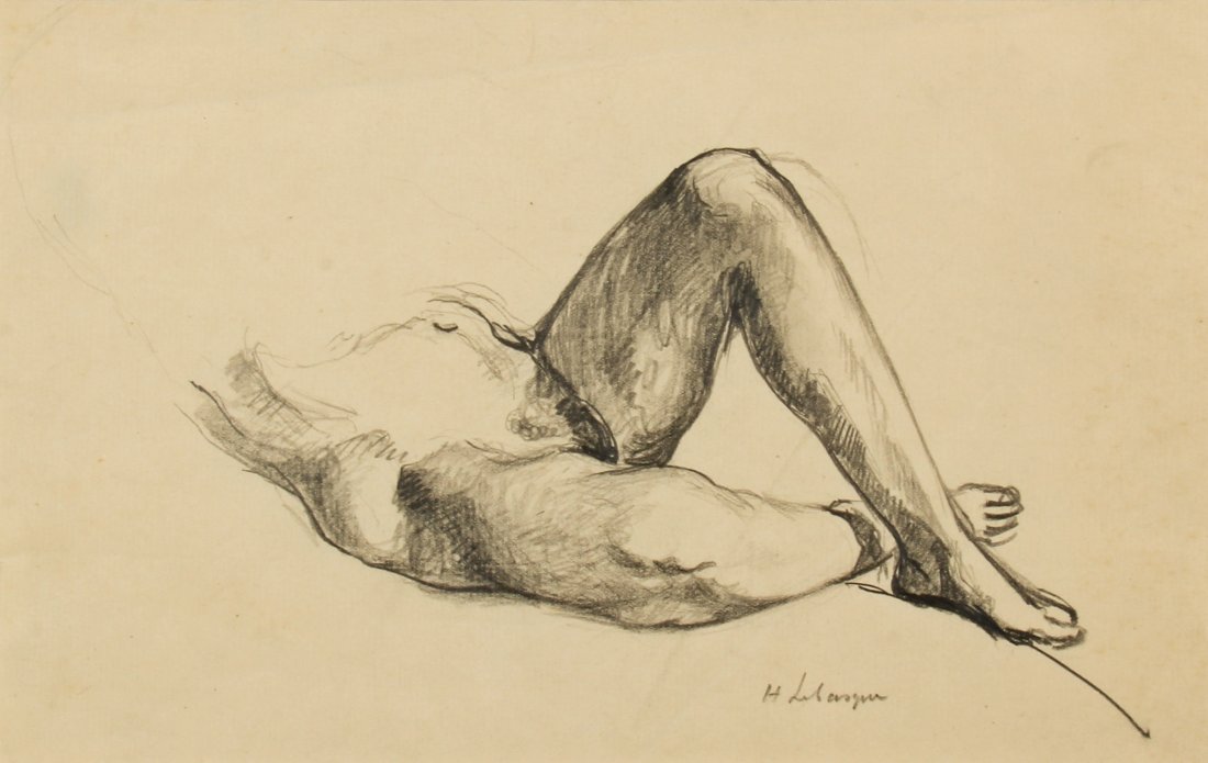 Henri Lebasque (French, 1865-1937): Henri Lebasque (French, 1865-1937) Nude Figure Study, graphite on paper, signed. Size: 8.25" x 10.5", 21 x 27 cm (sheet).