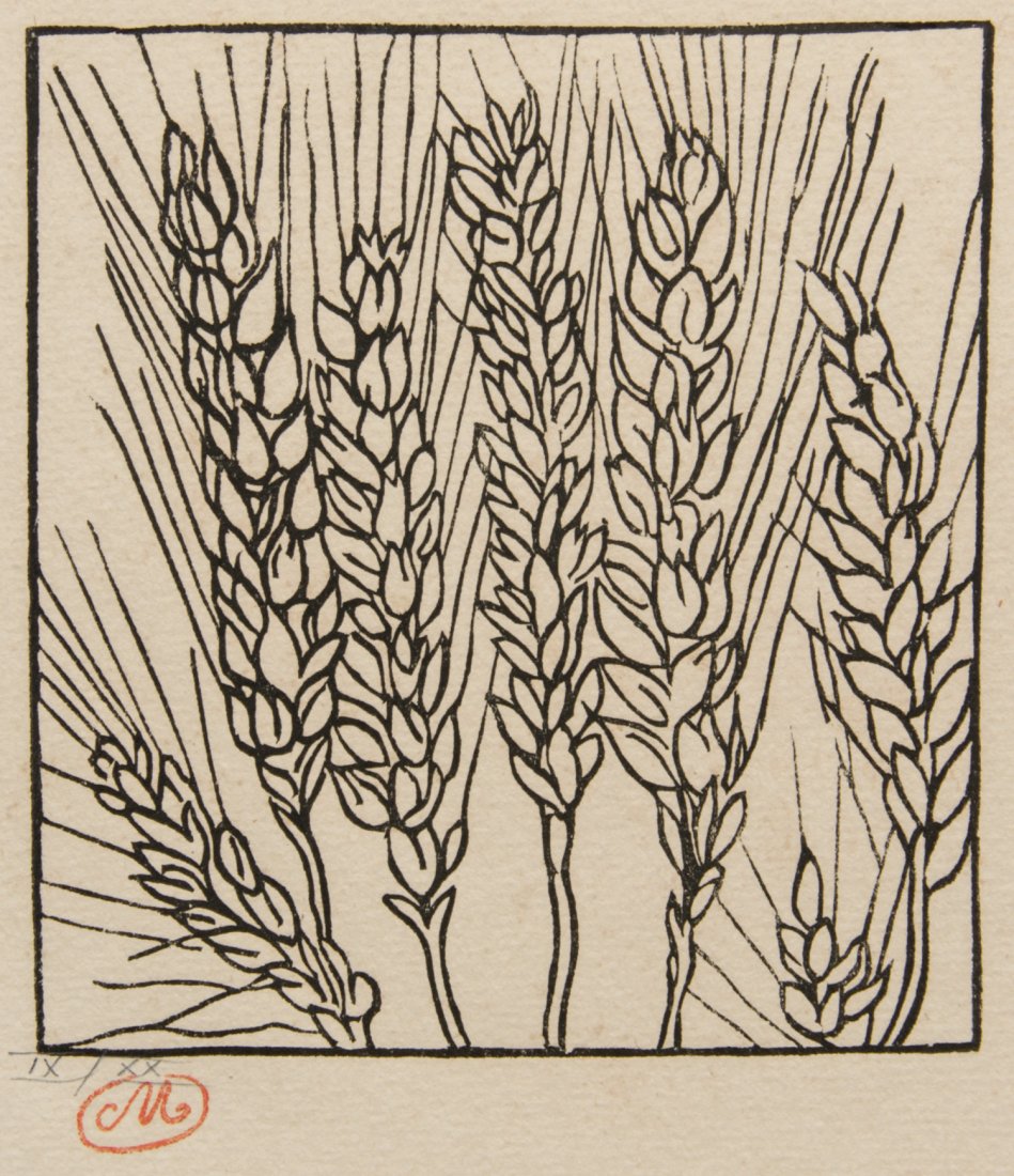 Aristide Maillol (French, 1861-1944): Aristide Maillol (French, 1861-1944) Untitled (Wheat), woodcut. Size: 12.75" x 9.25", 32 x 23 cm (sheet).