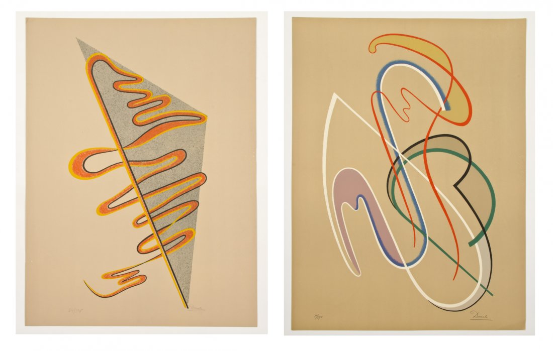 Cesar Domela (Dutch, 1900-1992) Two Works: Cesar Domela (Dutch, 1900-1992) Two Works: 1) Abstract Composition, lithograph, from an edition of 175. Size: 25" x 18", 64 x 46 cm (sheet); 2) Abstract Composition, lithograph on paper, from an editi