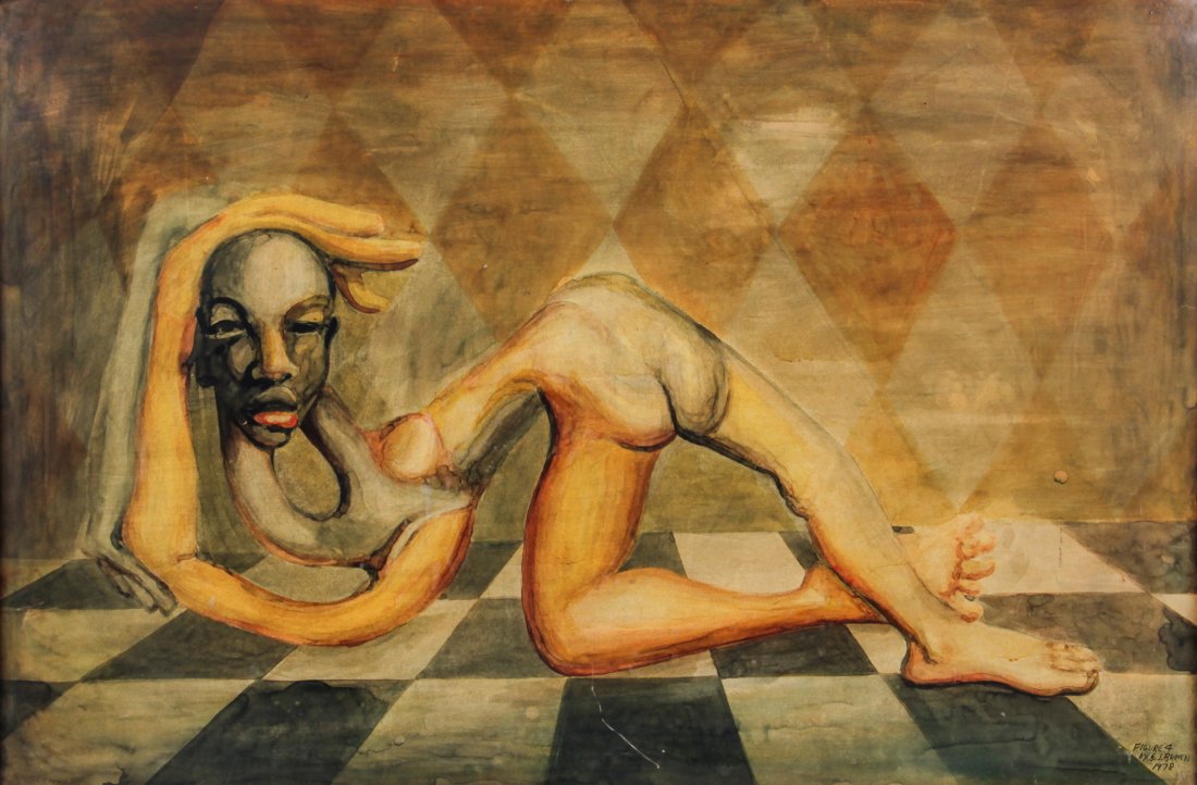 Samuel Joseph Brown (African-American, 1907-1994): Samuel Joseph Brown (African-American, 1907-1994) Figure 4, 1978. Mixed-media on board, surface abrasions. Size: 39.5" x 60", 100 x 152 cm (board).