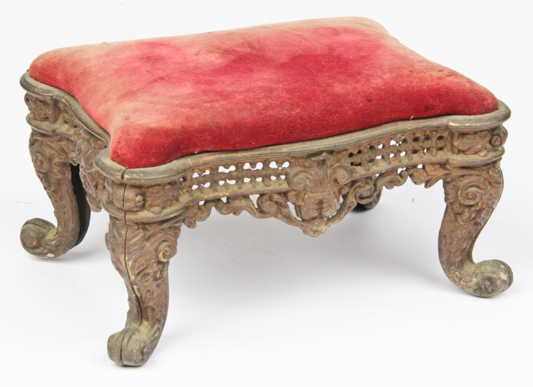 Victorian Cast Iron Footstool: Victorian cast iron footstool. Size: 6.5" x 13" x 10" (17 x 33 x 25 cm).