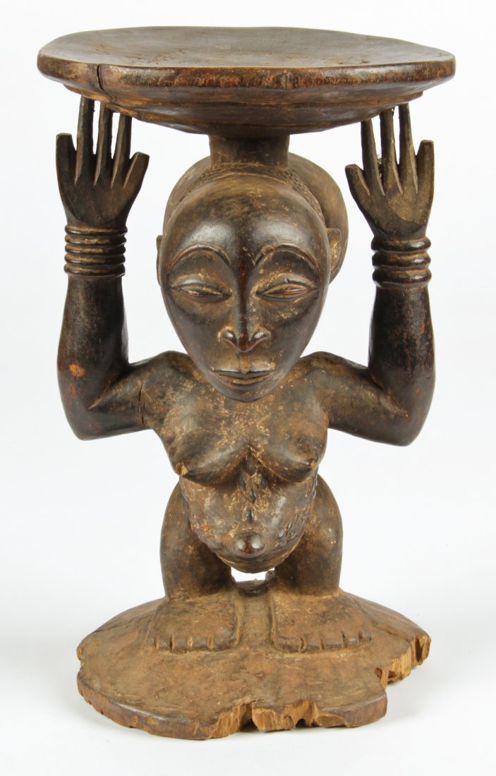 Luba Stool: Luba stool. African. Size: 17.5" x 10" x 10.5" (44 x 25 x 27 cm).