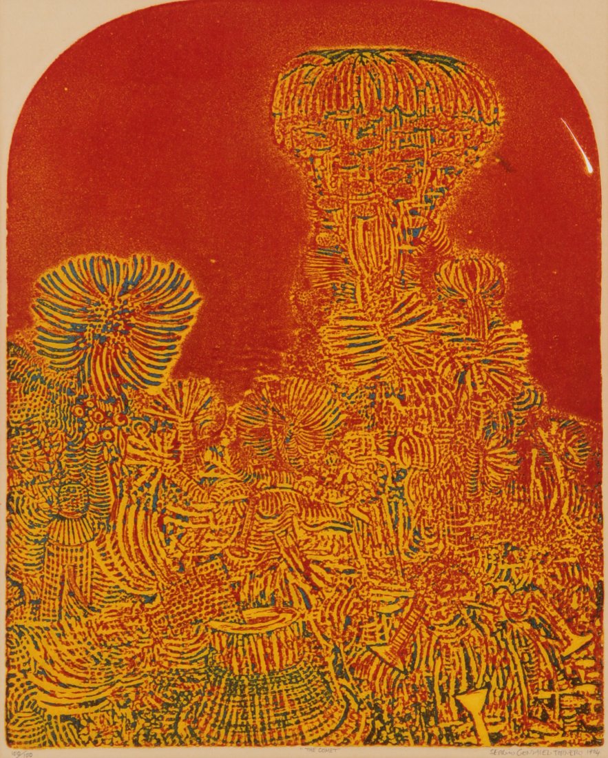 Sergio Gonzalez Tornero (Chilean b.1927), The Comet: Sergio Gonzalez Tornero (Chilean b.1927), The Comet. Print 100/100. Size: 20.5" x 16.5", 52 x 42 cm (sight), 26.25" x 24.25", 67 x 62 cm (frame).