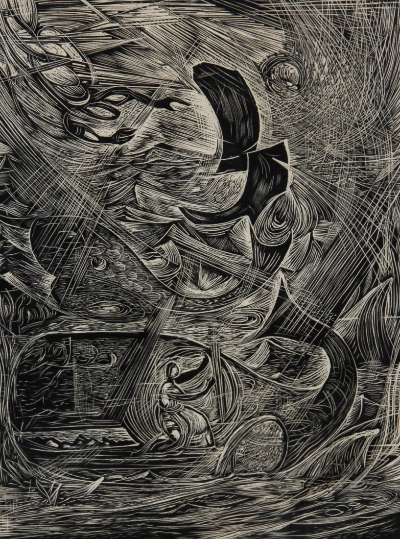 James Lesesne Wells (American, 1903-1991), Jonah and: James Lesesne Wells (American, 1903-1991), Jonah and the Whale 1961, ed 5/25. Size: 15.25" x 11.75", 39 x 30 cm (sight), 25.5" x 21.5", 65 x 55 cm (frame).