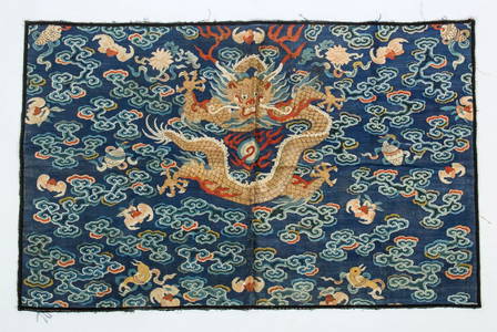 Antique Chinese Silk Dragon Panel