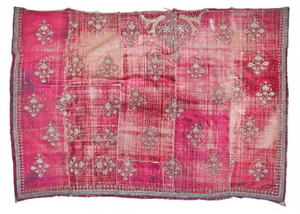 16th/17th c. Italian Velvet: 16th/17th c. Italian Velvet, metallic thread embroidery. Size: 4'1" x 6' (124 x 183 cm).