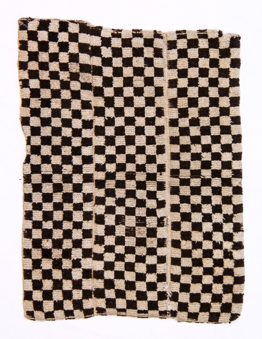 19th C. Tibetan Checker Rug (Tsuk-Truk): 19th C. Tibetan Checker Rug (Tsuk-Truk), looped pile. Size: 2'4" x 3'2" (71 x 97 cm).