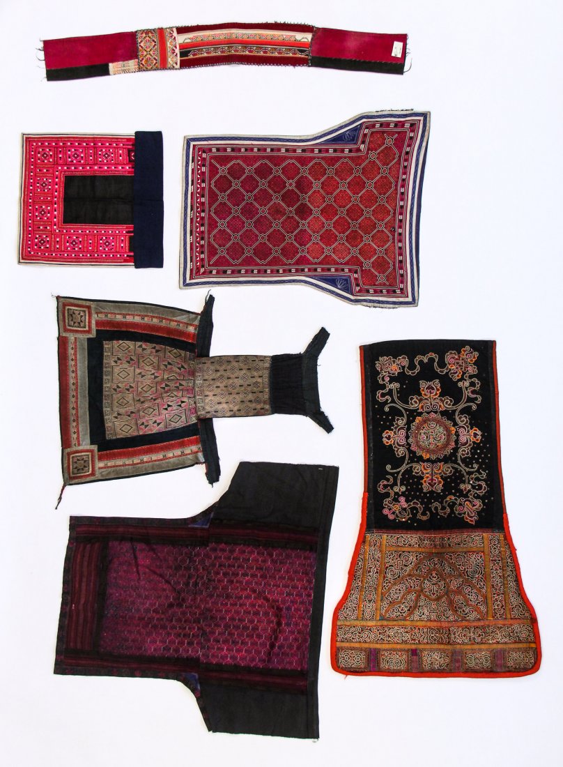 Collection of 6 Miao Textiles: Collection of 6 Miao Textiles, China, early to mid 20th c. Size: 38" x 24", 97 x 61 cm (largest).