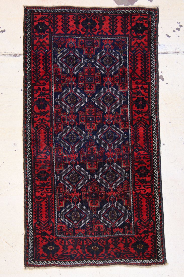 Antique Beluch Rug: 2'9" x 5'2": Antique Beluch Rug, Afghanistan. Size: 2'9" x 5'2" (84 x 157 cm).