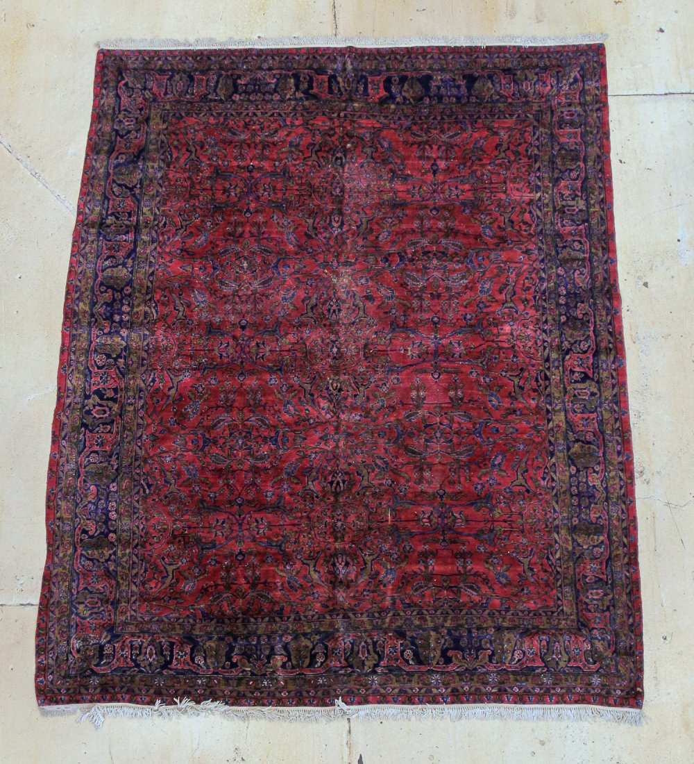 Sarouk Rug: 10'10" x 13'4": Antique Sarouk Rug, Persia, early 20th c., sporadic wear. Size: 10'10" x 13'4" (330 x 406 cm).
