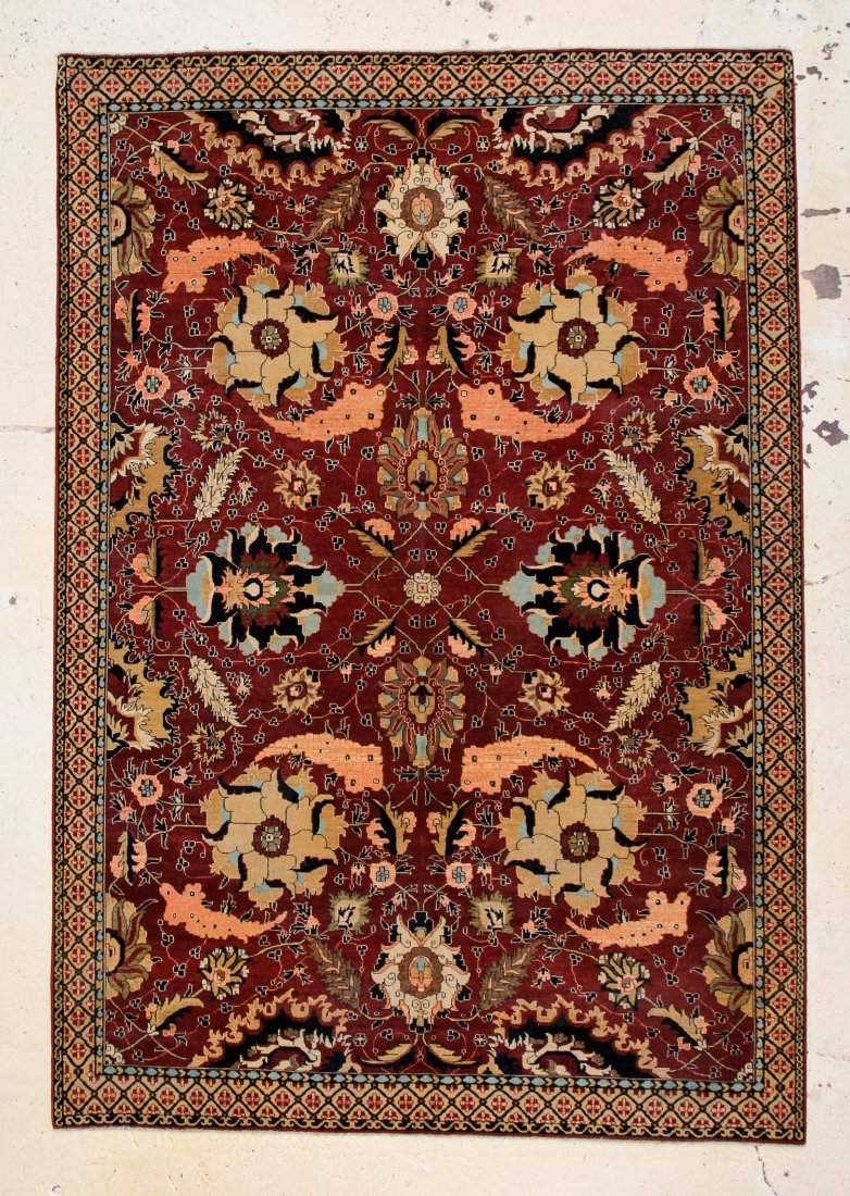 Agra Rug: 6'11" x 10': Agra rug, India, 20th c. Size: 6'11" x 10' (211 x 305 cm).