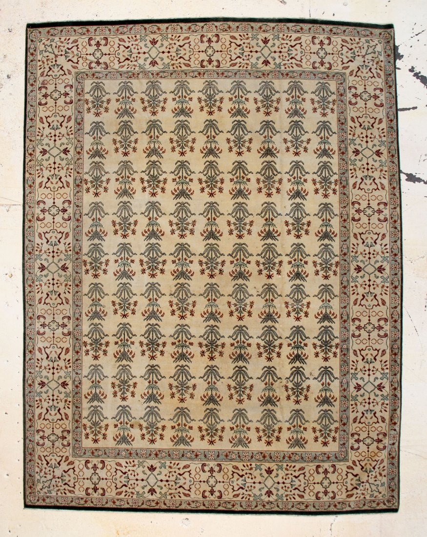 Agra Rug: 9' x 11'11": Agra rug, India, 20th c, minor wear. Size: 9' x 11'11" (274 x 343 cm).