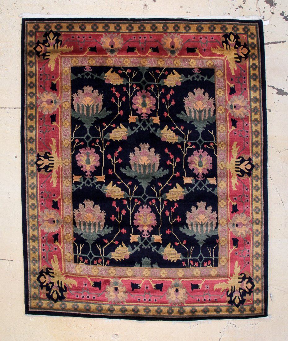 Tibetan Arts and Crafts Rug: Tibetan Arts and Crafts Rug, Nepal, modern. Philadelphia estate. Size: 8'1" x 9'10" (246 x 295 cm).