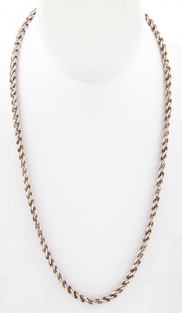 Pure Silver Chain Necklace marked .999: Pure Silver Chain Necklace marked .999, 22"L (56 cm) Rare. 40.4 g.Since 1937, the The Silver Shop of Princeton, NJ was located at 59 Palmer Square West.