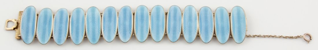 Beautiful David Andersen Blue Enamel on Silver Bracelet: Beautiful David Andersen Blue Enamel on Silver Bracelet marked D.A. 925 S Sterling Norway. 7"L (18 cm). 54.1 g.Since 1937, the The Silver Shop of Princeton, NJ was located at 59 Palmer Square West.