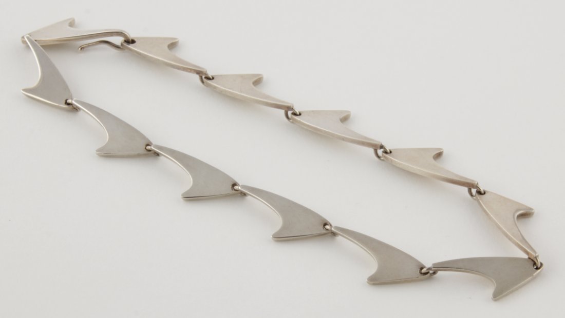 Bent Knudsen Silver Necklace: Bent Knudsen Silver Necklace marked Denmark Sterling Bent K. 15"L (38 cm). 51.9 g.Since 1937, the The Silver Shop of Princeton, NJ was located at 59 Palmer Square West.