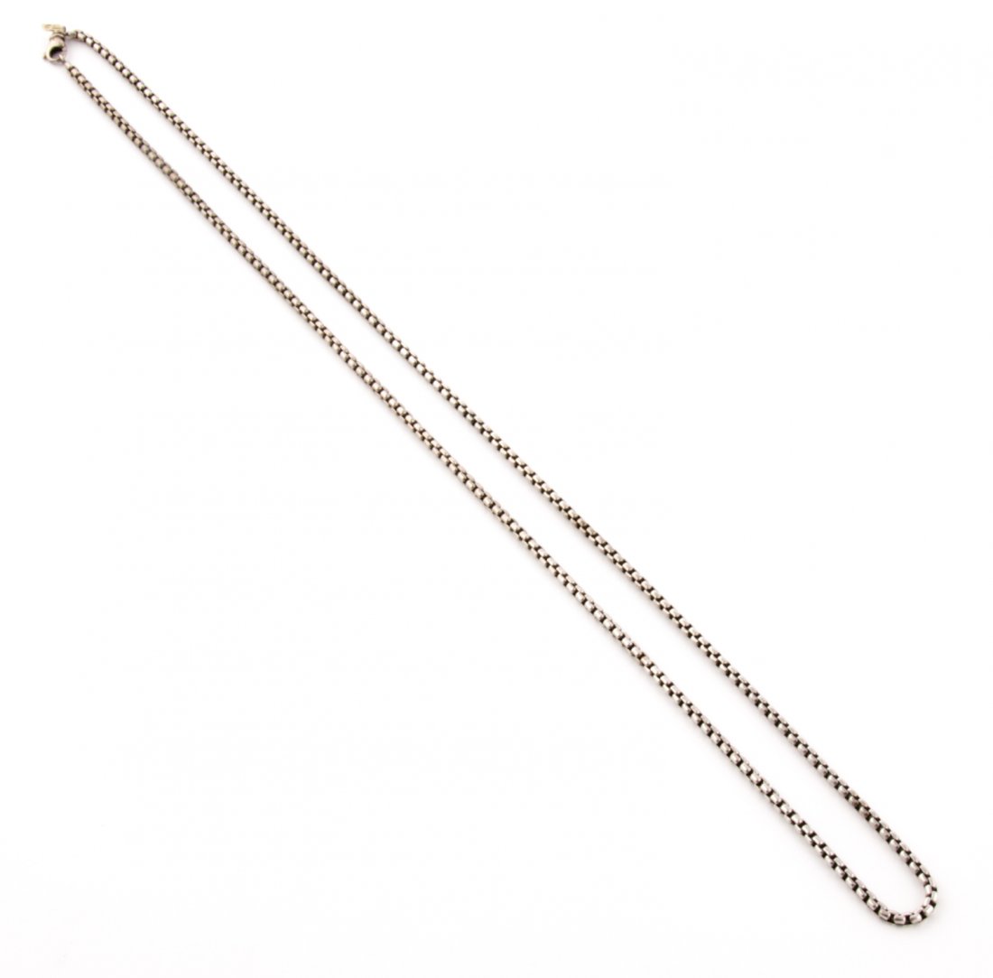 David Yurman Sterling Silver Chain Necklace: David Yurman Sterling Silver Chain Necklace marked 925 585 M. 32"L (81 cm). 1.57 ozt. Since 1937, the The Silver Shop of Princeton, NJ was located at 59 Palmer Square West.