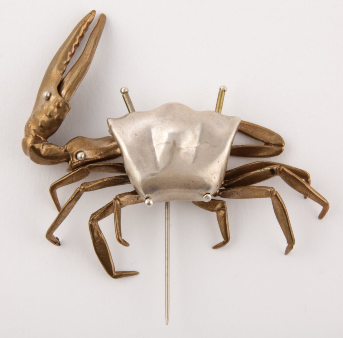 Luna Parc Silver and Bronze Crab Pin: Luna Parc Silver and Bronze Crab Pin. Fully Articulated Crab. 3" x 2" (8 x 5 cm). 0.75 ozt. Since 1937, the The Silver Shop of Princeton, NJ was located at 59 Palmer Square West.