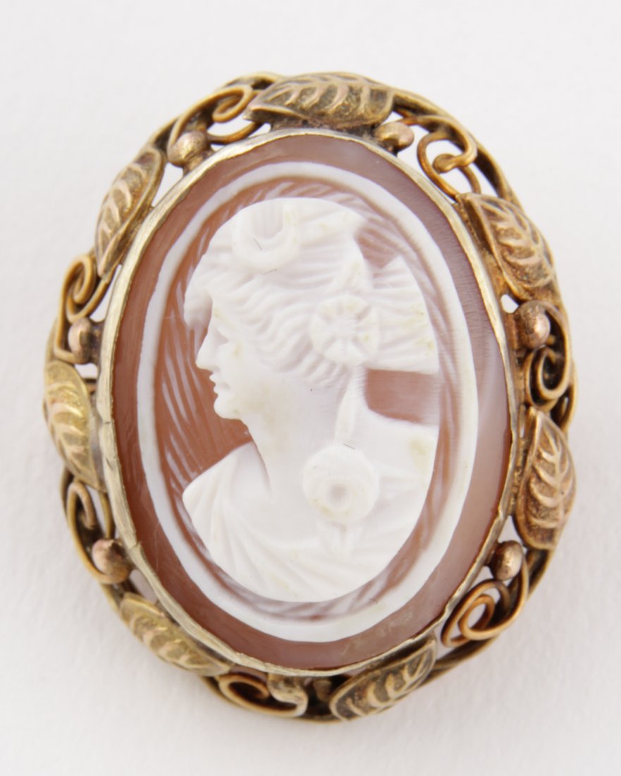 Gold Cameo Pin: Gold Cameo Pin. Unmarked. 1" X .75" 0.17 ozt total. Since 1937, the The Silver Shop of Princeton, NJ was located at 59 Palmer Square West.