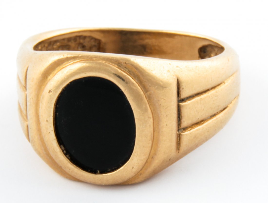 Antique Gold and Onyx Ring: Antique Gold and Onyx Ring. Size 9. 8.1 g. Since 1937, the The Silver Shop of Princeton, NJ was located at 59 Palmer Square West.