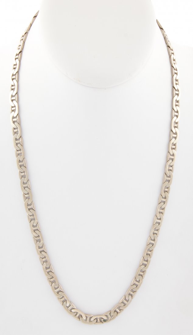 Sterling Silver Chain Necklace: Sterling Silver Chain Necklace marked 925 Italy. 21"L (53 cm). 41.7 g. Since 1937, the The Silver Shop of Princeton, NJ was located at 59 Palmer Square West.