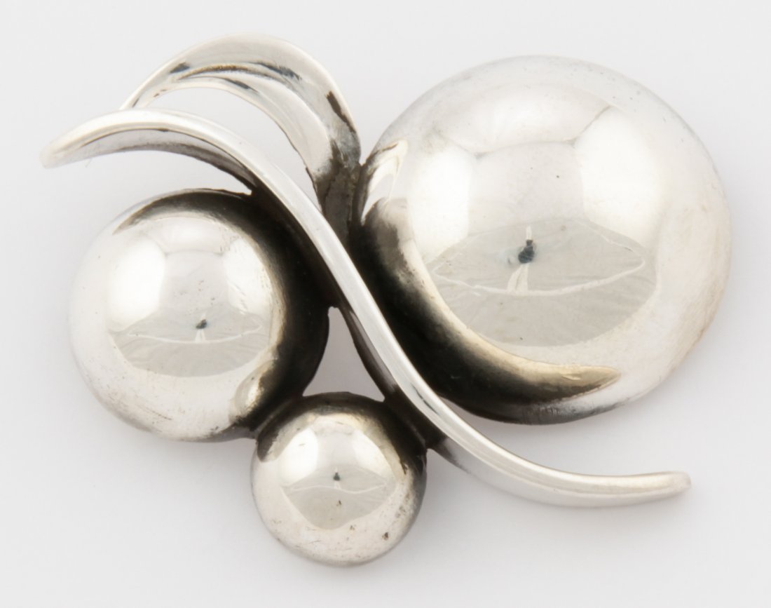Georg Jensen USA Silver Brooch by JoPol: Georg Jensen USA Silver Brooch by JoPol marked Sterling 259. Very Rare. 2" x 1.5" (5 x 4 cm). 19.9 g. Since 1937, the The Silver Shop of Princeton, NJ was located at 59 Palmer Square West.