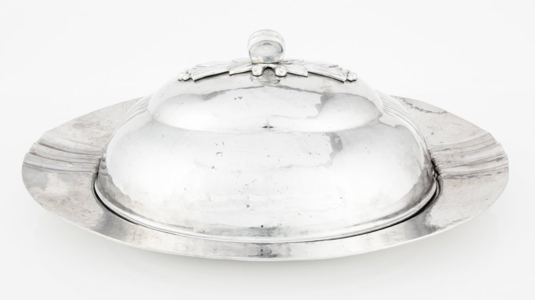 Cellini-Craft Hand Wrought Argental Platter: Cellini-Craft Hand Wrought Argental Aluminum Lidded Serving Platter. 15.75"W (38 cm). Since 1937, the The Silver Shop of Princeton, NJ was located at 59 Palmer Square West.