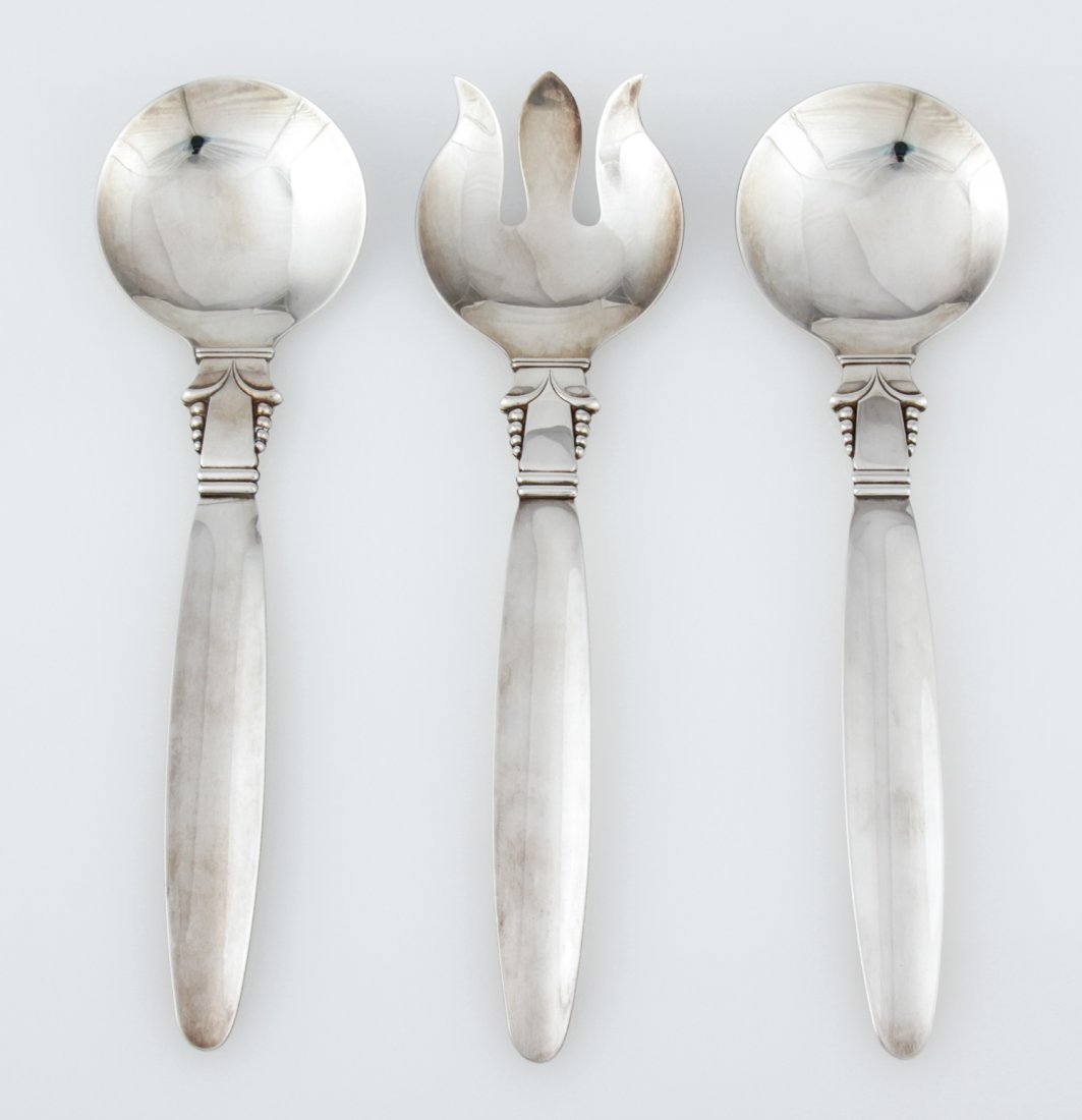 Large Silver Plated Serving Utensils: Silver Plated Serving Utensils. Large Size Set 3 Servers marked Silver on Copper. Freshly Replated 12" (30 cm). Weight: 492 g (total). Since 1937, the The Silver Shop of Princeton, NJ was located at 5