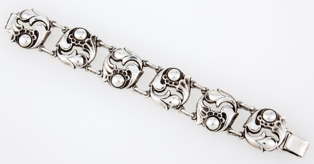 Georg Jensen USA Silver Bracelet marked Sterling 140: Georg Jensen USA Silver Bracelet marked Sterling 140 . 7.25" x 1" (18 x 3 cm). Weight: 71.2 g. Since 1937, the The Silver Shop of Princeton, NJ was located at 59 Palmer Square West.