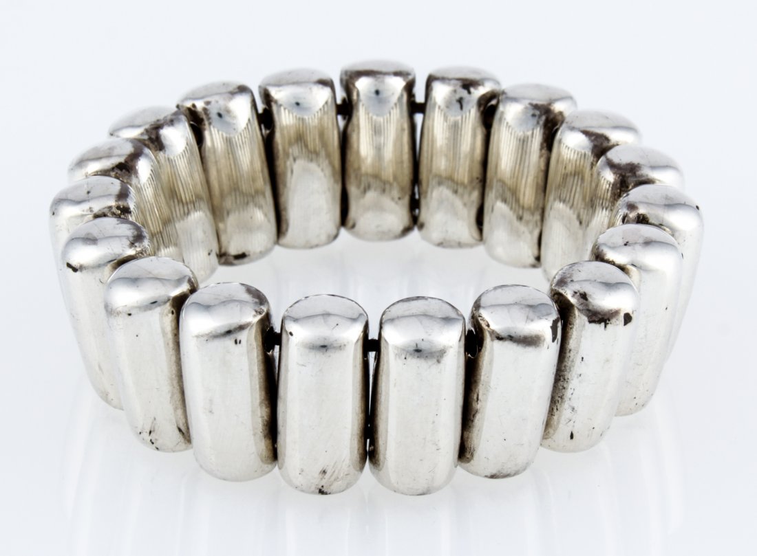 Sterling Silver Bracelet: Sterling Silver Bracelet marked 925. 2.5"D (6 cm). Weight: 70.2 g. Since 1937, the The Silver Shop of Princeton, NJ was located at 59 Palmer Square West.