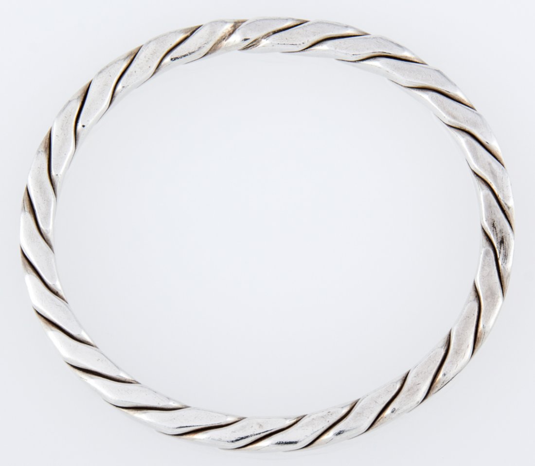 Inger K Silver Oval Bangle Bracelet marked 925: Inger K Silver Oval Bangle Bracelet marked 925. 3" x 2.5" (8 x 6 cm). Heavy. Weight: 52.9 g. Since 1937, the The Silver Shop of Princeton, NJ was located at 59 Palmer Square West.