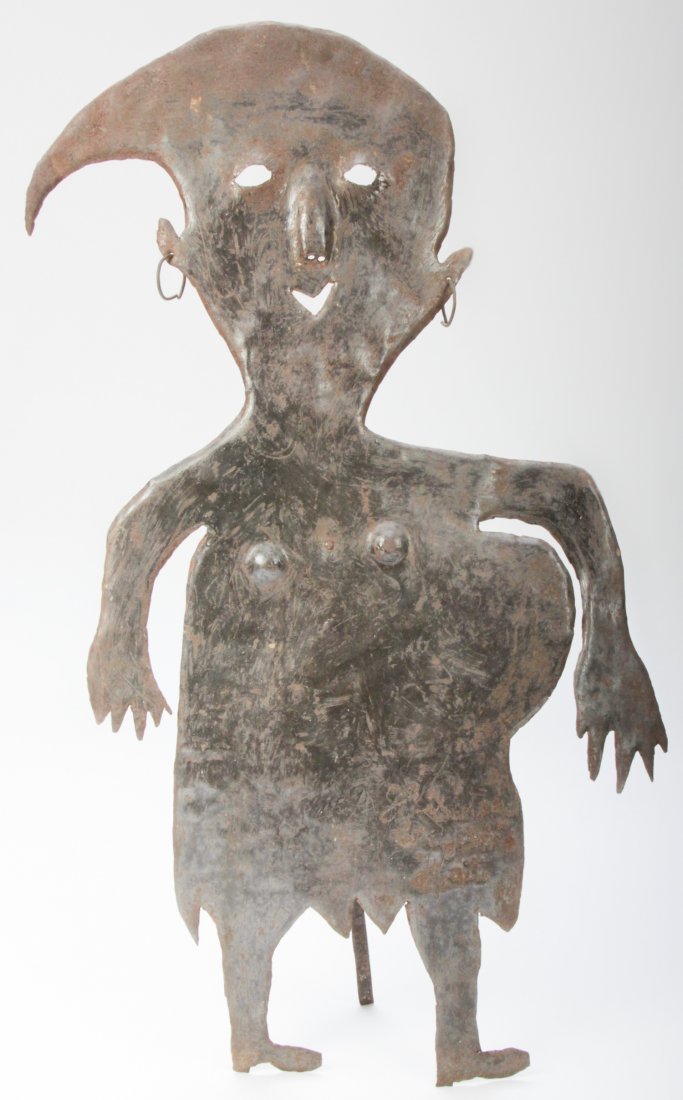 Georges Liautaud (Haiti/Croix-des-Bouquets, 1899-1992): Georges Liautaud (Haiti/Croix-des-Bouquets, 1899-1992) Pregnant Woman, steel sculpture. Size: 31.5" x 16.5" (80 x 42 cm). Provenance: The Collection of Patricia L. and Maurice C. Thompson.