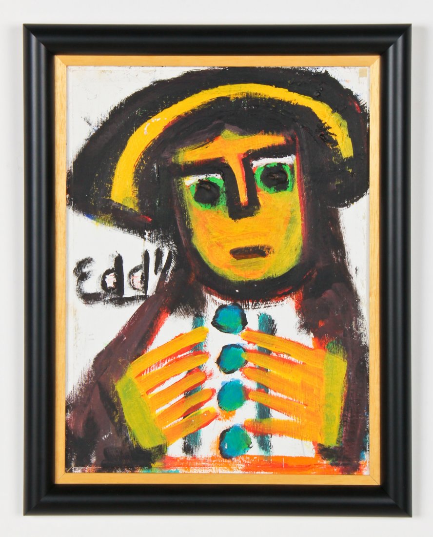 Eddy "Mr. Eddy" Mumma (American 1908-1986): Eddy "Mr. Eddy" Mumma (American 1908-1986). Acrylic on masonite. Size: 15.75" x 11.75", 40 x 30 cm (sight), 19" x 15", 48 x 38 cm (frame).